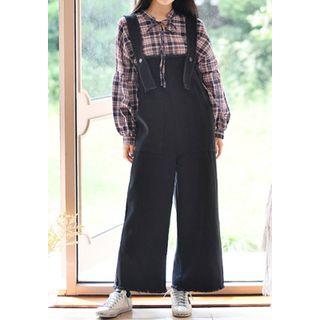Fray-edge Wide-leg Jumper Pants