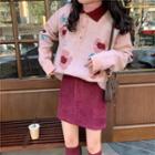 Flower Knit Sweater / A-line Skirt