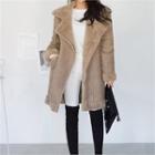Buckled-neck Fuax-fur Lined Coat