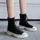 Platform Zip Velvet Ankle Boots