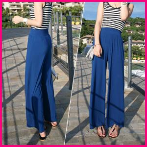 Elastic-waist Wide-leg Pants