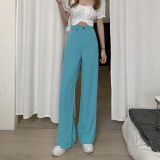 High Waist Keyhole Straight Leg Pants