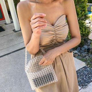 Transparent Bead Hand Bag White - One Size
