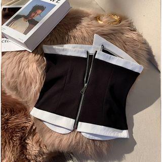 Strapless Contrast Trim Ribbon Top