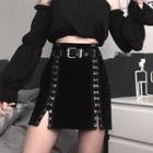 Hook-accent Mini A-line Skirt