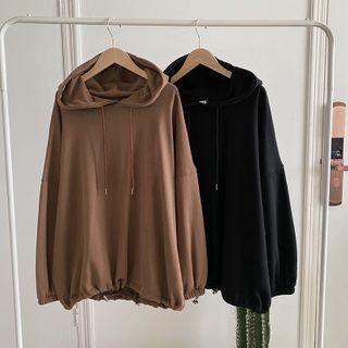 Long-sleeve Drawstring-hem Hoodie