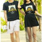 Couple Matching Short-sleeve T-shirt / Set: Mini Dress + Sheer Midi Skirt