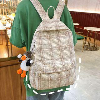 Duck Charm Plaid Linen Backpack