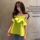 Strapless Ruffle Trim Cropped Top