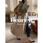Corduroy-panel Double-breasted Trench Coat With Belt Khaki - One Size