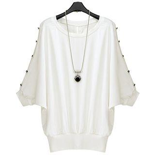 Elbow-sleeve Shoulder Cut Out Top