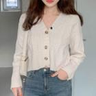 Cropped V-neck Cardigan Almond - One Size