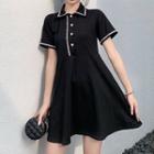 Short-sleeve Mini Dress Black - One Size
