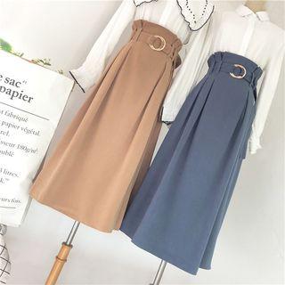 High Waist A-line Midi Skirt