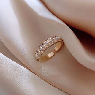 Faux Pearl Open Ring Open Ring - Gold - One Size