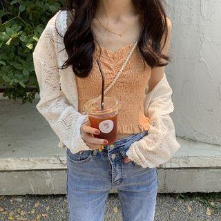 Shirred Camisole Top / Open Front Jacket