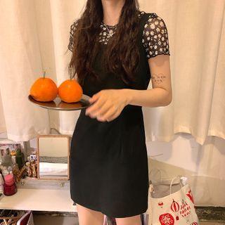 Floral Short-sleeve Top / Sleeveless Sheath Dress