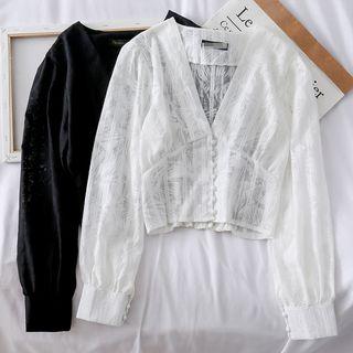 V-neck Printed Crop Top