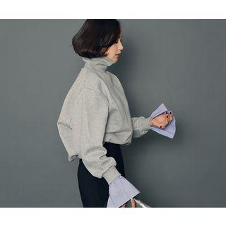 Turtle-neck Contrast-trim Pullover