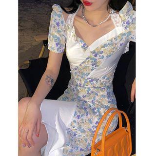 Asymmetrical Floral Midi A-line Dress