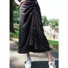 Drawstring-front Dotted Maxi Skirt