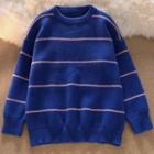 Striped Long-sleeve Sweater Sweater - Blue - One Size
