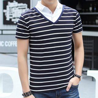 Short-sleeve Inset Collar Polo Shirt