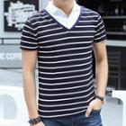 Short-sleeve Inset Collar Polo Shirt