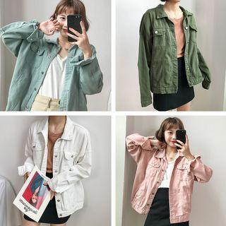 Plain Loose-fit Denim Jacket
