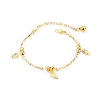 Simple Personality Plated Gold Leaf Anklet Golden - One Size