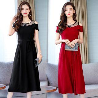 Cold-shoulder Wide-leg Chiffon Jumpsuit