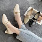 Block Heel Embellished Loafer Pumps