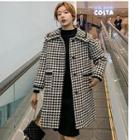 Houndstooth Single-breasted Coat Black - One Size