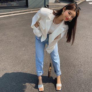 Layered Straight-cut Jeans