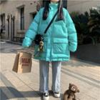 Plain Padded Coat Aqua Blue - One Size