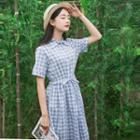 Short-sleeve Check Shirtdress