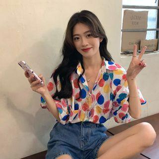Short-sleeve Dotted Shirt / Denim Shorts