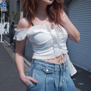 Sleeveless Ruffle Cropped Blouse