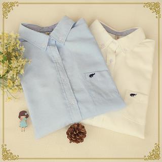 Embroidered Long-sleeved Oxford Shirt