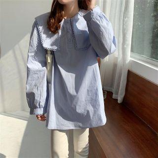 Sailor-collared Long-sleeve Shirt