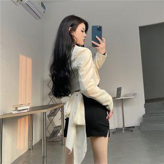 Cold-shoulder Asymmetrical Knit Dress / Bow-back Blazer