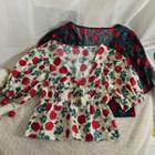 Rose-print Cropped Peplum Top