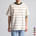 Couple Contrast-trim Striped T-shirt