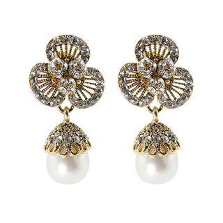 Flower & Pearl Drop Earrings One Size