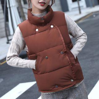 Sleeveless Padded Stand Collar Jacket