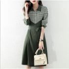 Gingham Check Tie-waist Midi A-line Shirtdress