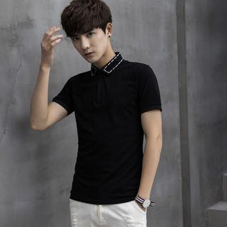 Printed Collar Short-sleeve Polo Shirt