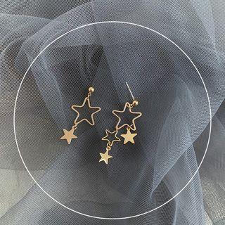 Non-matching Alloy Star Dangle Earring 01 - Stud Earring - Gold - One Size
