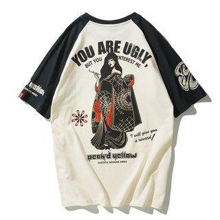 Short-sleeve Raglan Sleeve Printed T-shirt