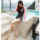 Set: Hooded Long-sleeve Rashguard Jacket + Drawstring Swim Shorts